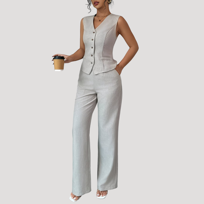 Women’s Elegant Tailored Waistcoat Trouser Co Ord Set