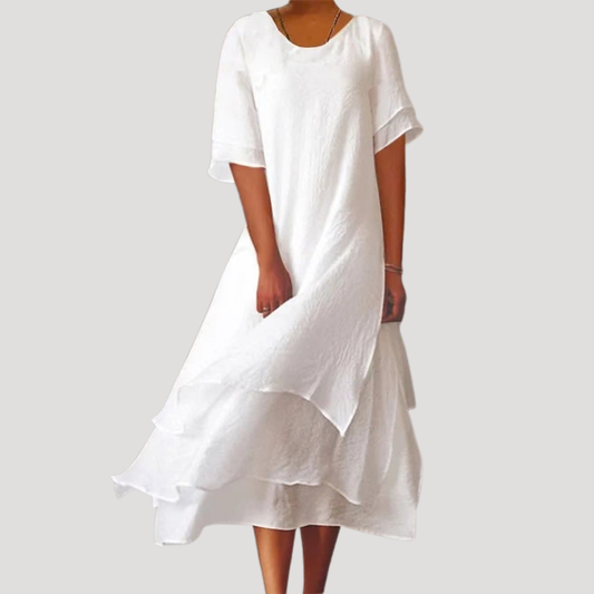 Layered Hem Relaxed Midi Dress