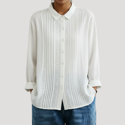 Women’s Elegant Cotton Linen Lace Blouse