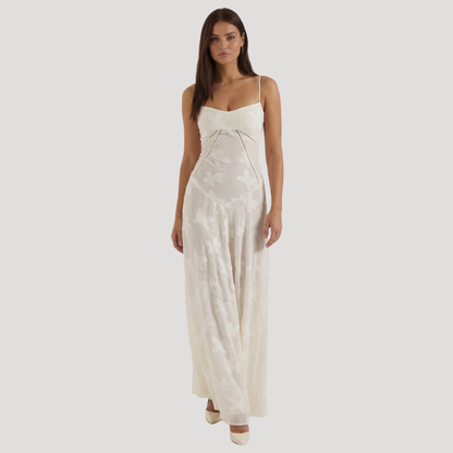 Lace Maxi Dress – Spaghetti Strap Fitted Design – Evening Wear