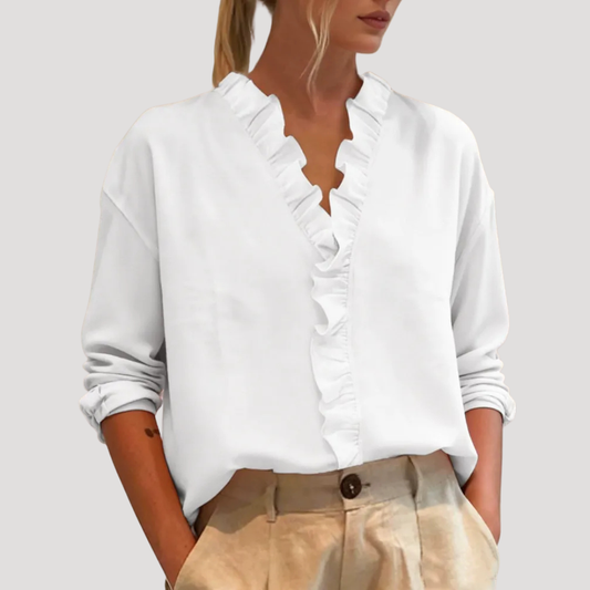 Women’s Long Sleeve Ruffle Smart Casual Blouse