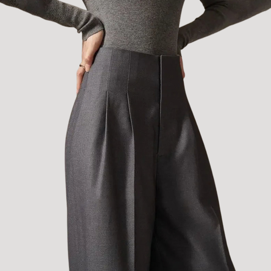 Women's High Waisted Pleated Trousers – Wide Leg Smart Casual Pants