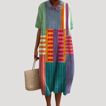 Printed Short Sleeve Tunic Midi Dress