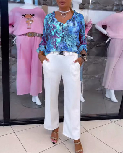 Elsie | Floral Blouse with V-Neck