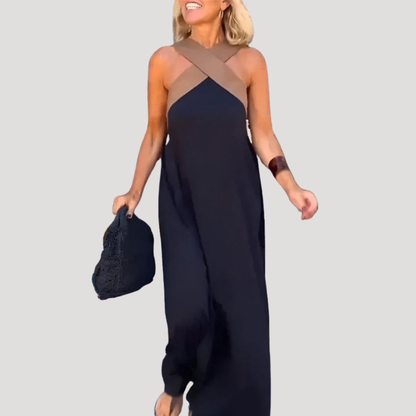 Cross-Over Halter Neck Maxi Dress