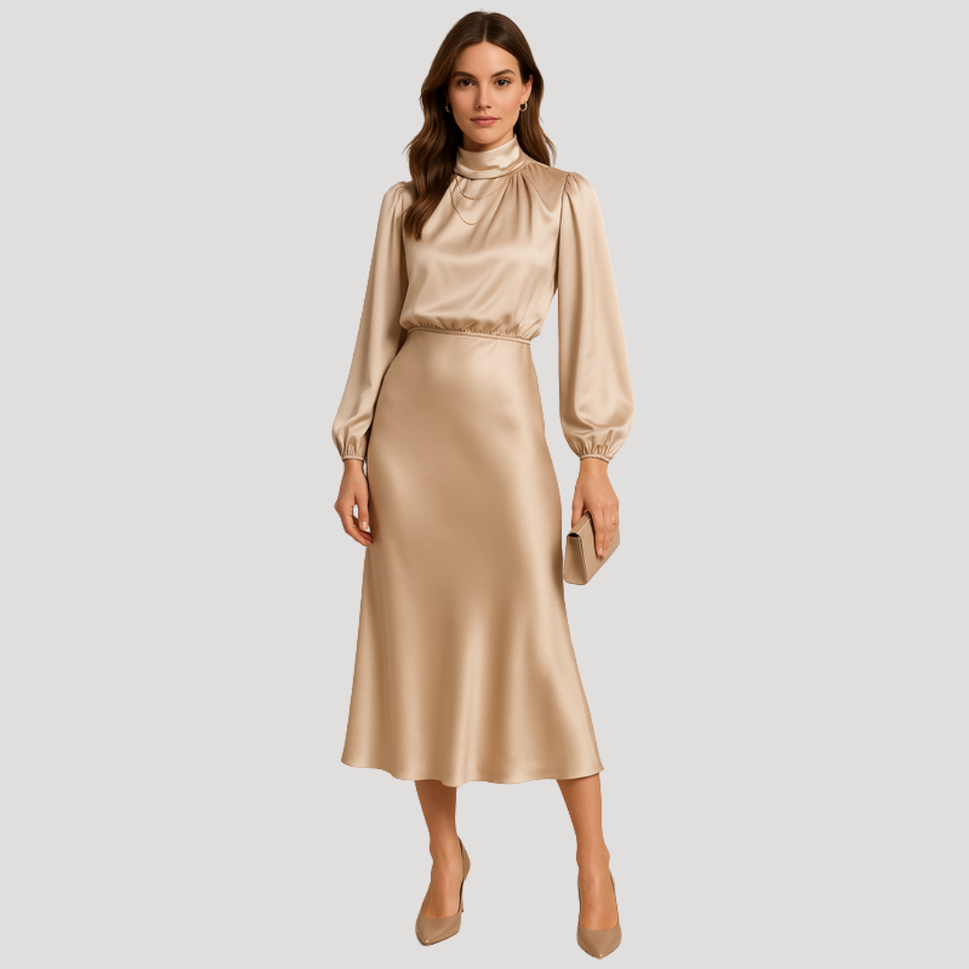 Women’s Elegant Occasion Long Sleeve Midi Dress