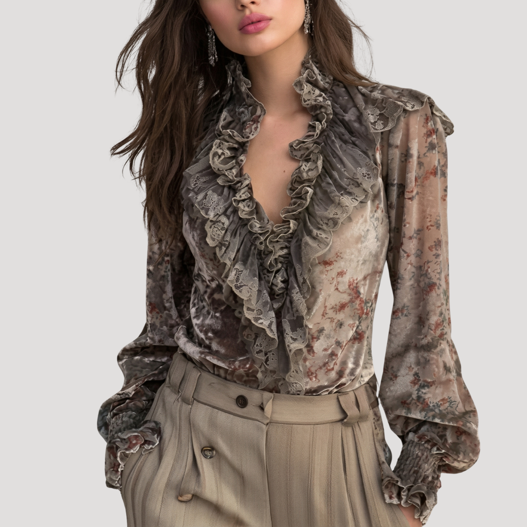 Women’s Ruffle Long Sleeve Floral Blouse
