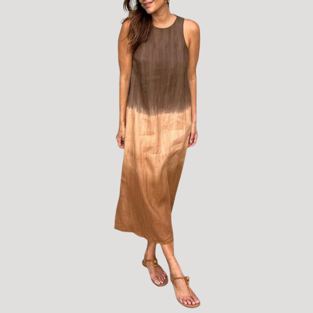 Sleeveless Ombre Midi Shift Dress