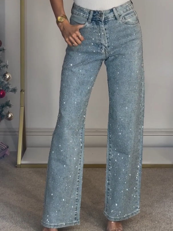 Alida - High-waisted jeans with diamonds