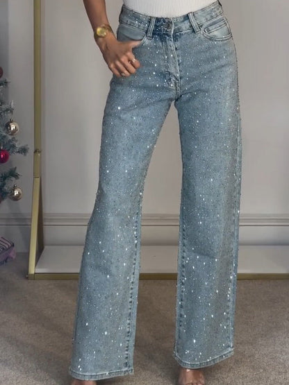 Alida - High-waisted jeans with diamonds