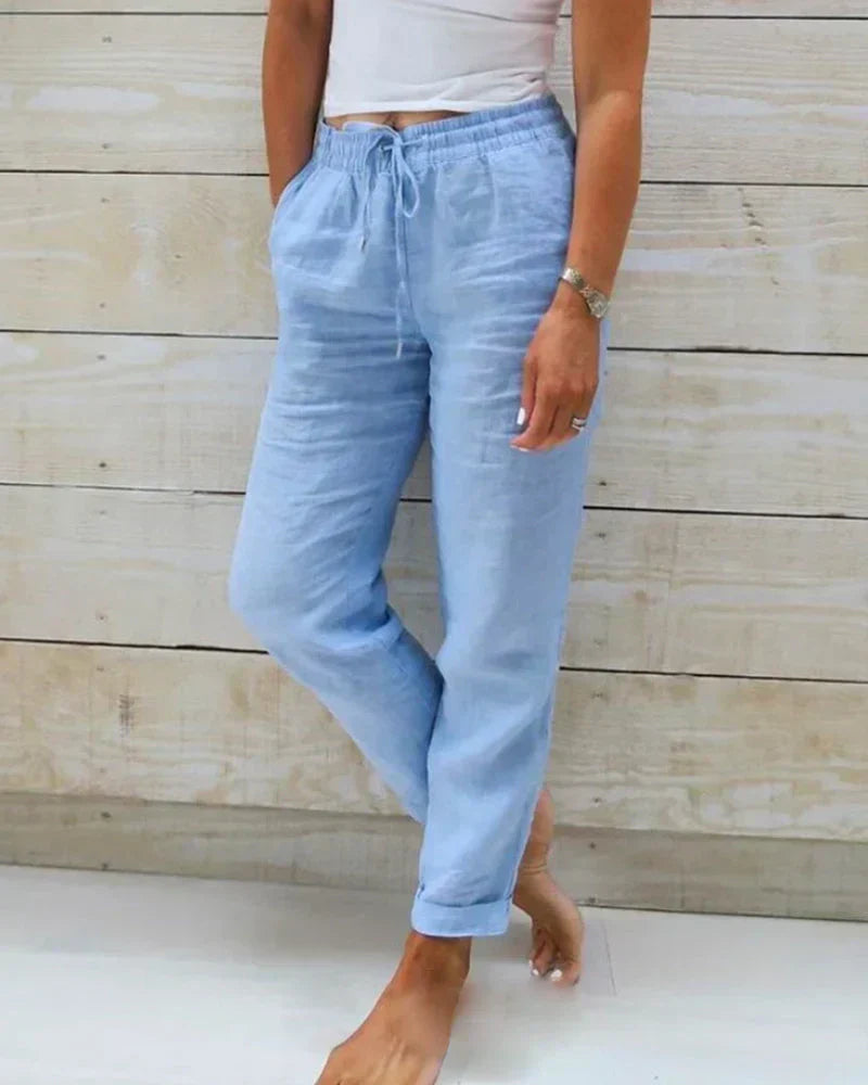 Hortensia – Stretch Cotton and Linen Trousers