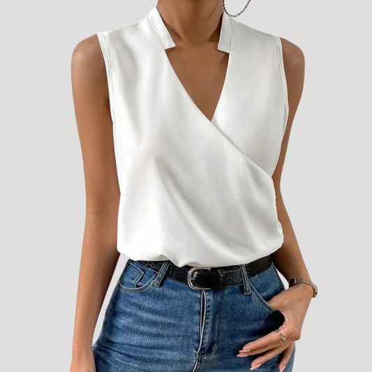 Women's Chic Wrap-Front Sleeveless Blouse