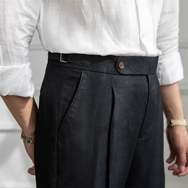 Pleated Linen Trousers Monte Carlo