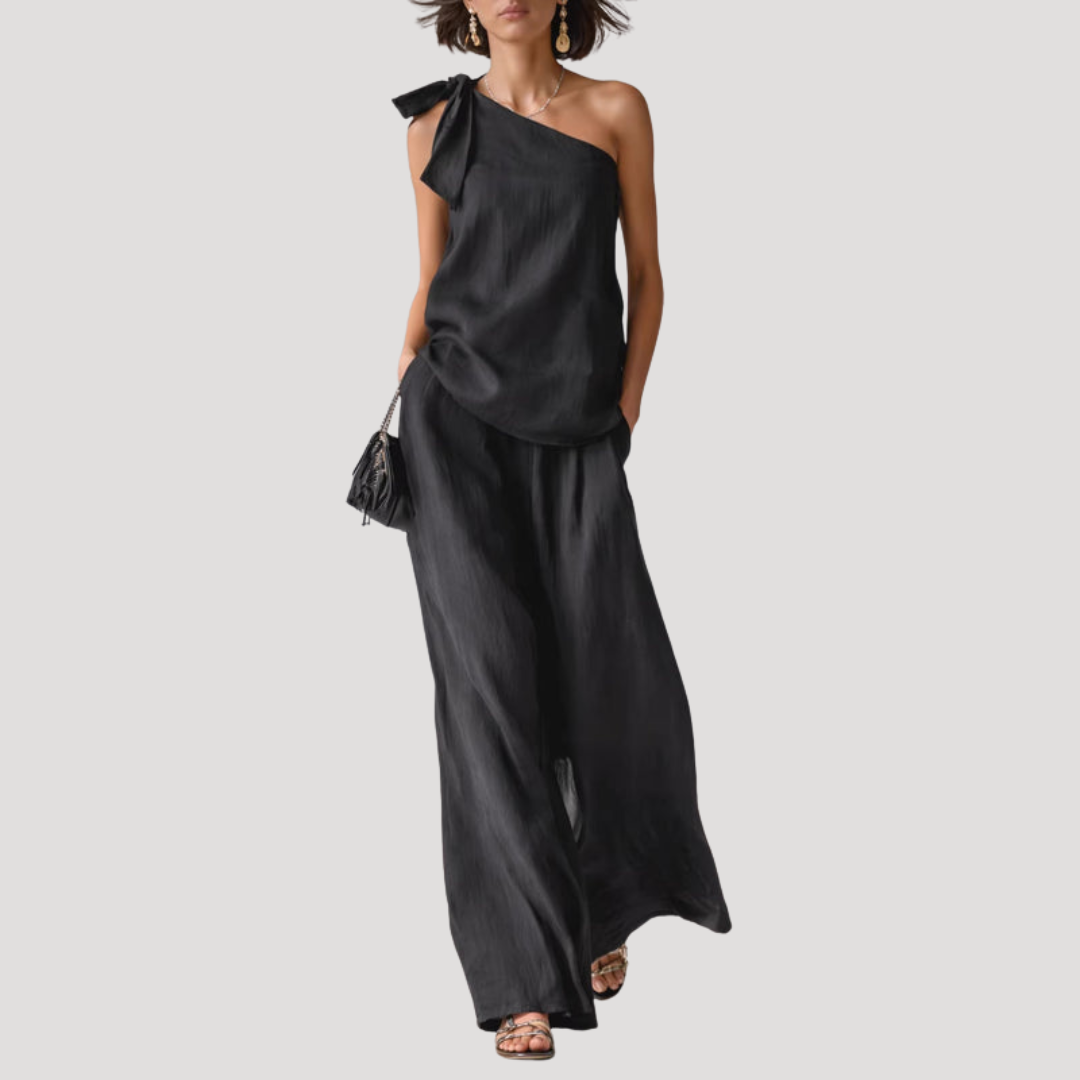 Women’s Summer Elegant One Shoulder Co Ord Trouser Set