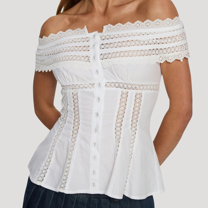 Women’s Off Shoulder Lace Peplum Blouse Top