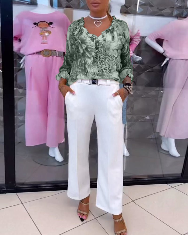 Elsie | Floral Blouse with V-Neck