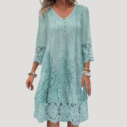 Boho Lace Hem Relaxed Tunic Day Dress