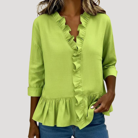 Women’s Ruffle Long Sleeve Peplum Blouse
