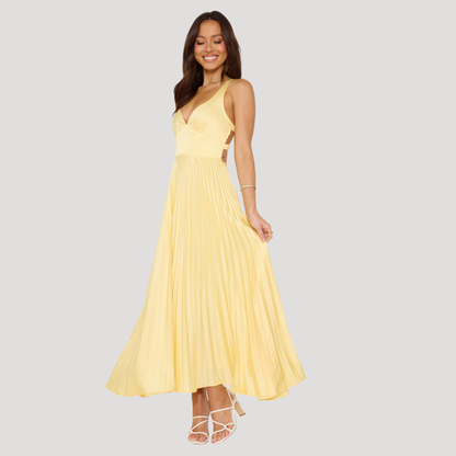Backless Pleated Maxi Summer Dress