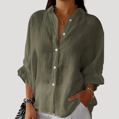 Women’s Button Down Shirt – Lightweight Long Sleeve Summer Top