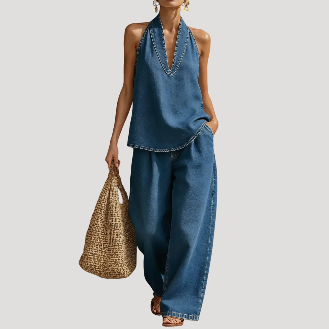 Women’s Denim Halter Neck Summer Co-Ord Set