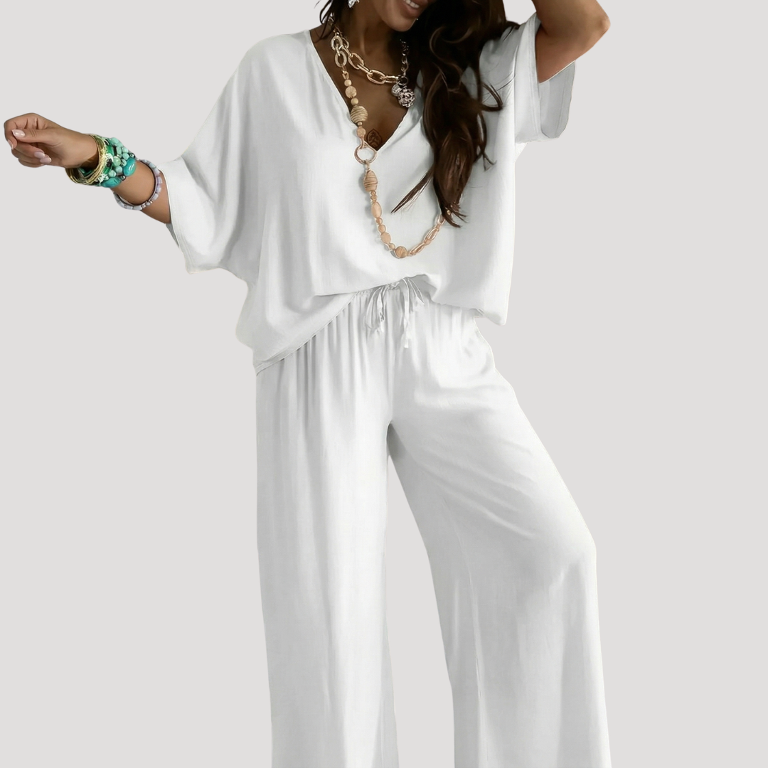 Women’s Summer Comfort Wide Leg Co Ord Trouser Set