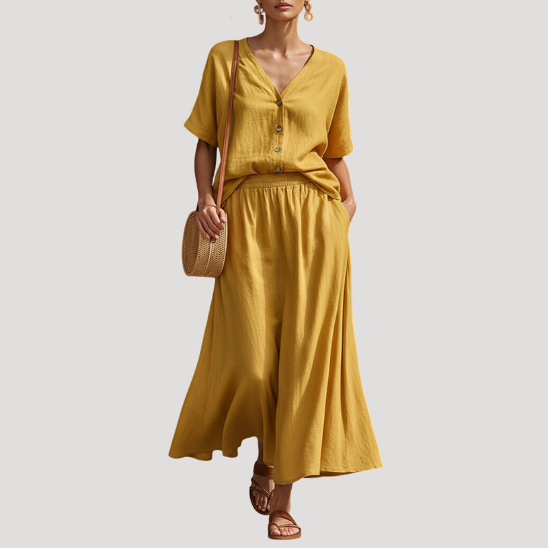 Women’s Summer Comfort Flowy Midi Skirt Co Ord Set
