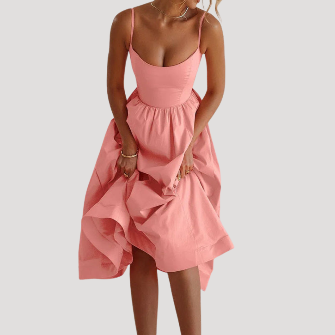Elegant Spaghetti Strap Midi Dress for Holidays
