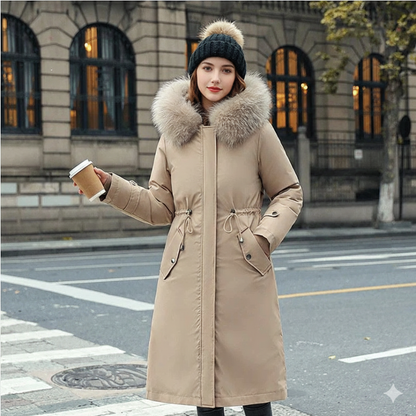 Fionna – Women's Winter Coat with Hood and Soft Faux Fur Collar