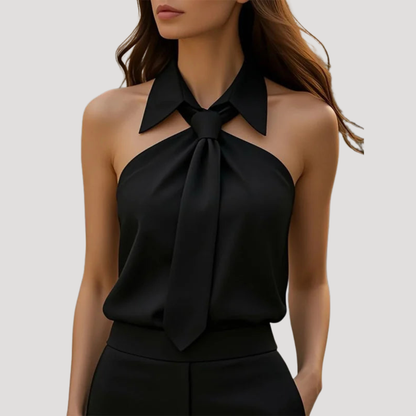Women’s Elegant Halter Neck Tie Blouse