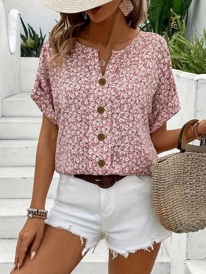Wolena | Blouse with Wildflower Neckline