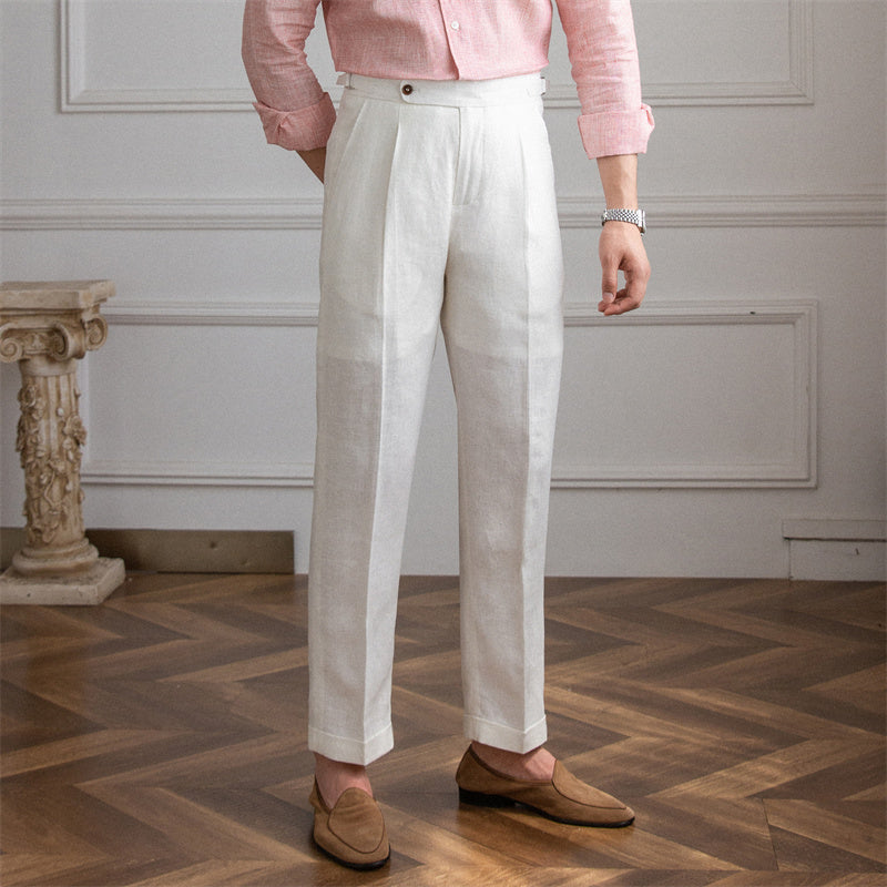 Pleated Linen Trousers Monte Carlo