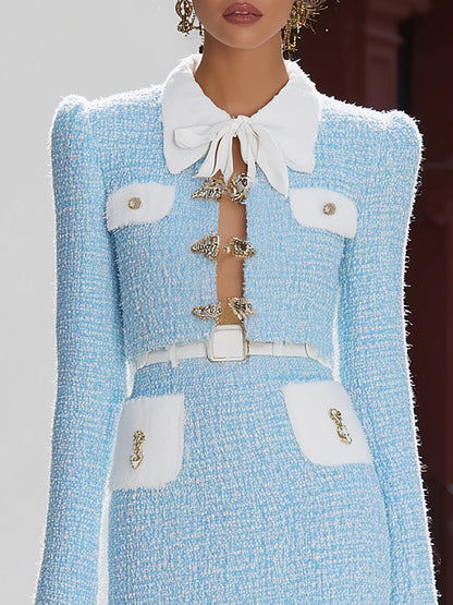 Andrea - Blue and White Hollow Tweed Set