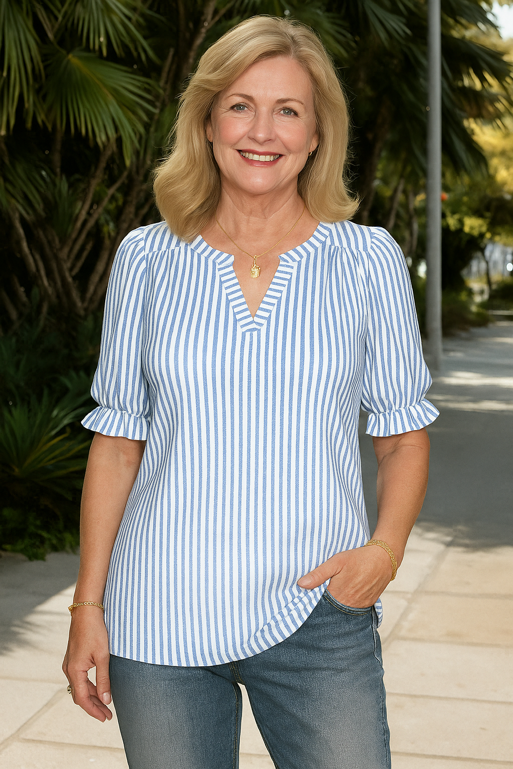 Simone | Striped Everyday Blouse