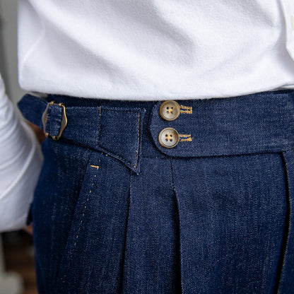 Double Pleat Denim Work Trousers "Rome"