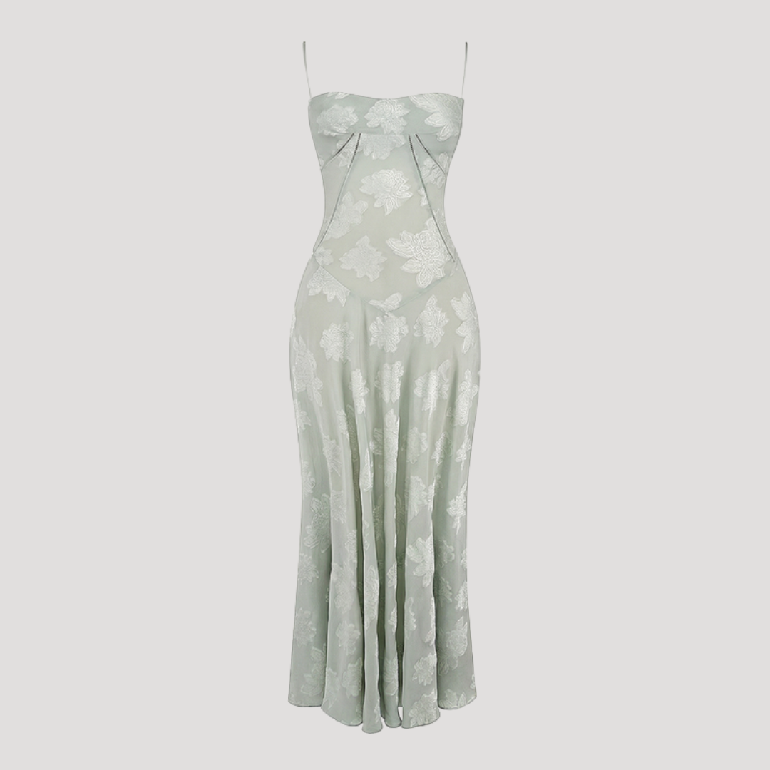 Lace Maxi Dress – Spaghetti Strap Fitted Design – Evening Wear