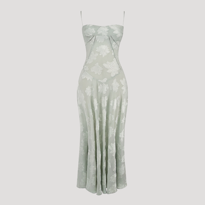 Lace Maxi Dress – Spaghetti Strap Fitted Design – Evening Wear