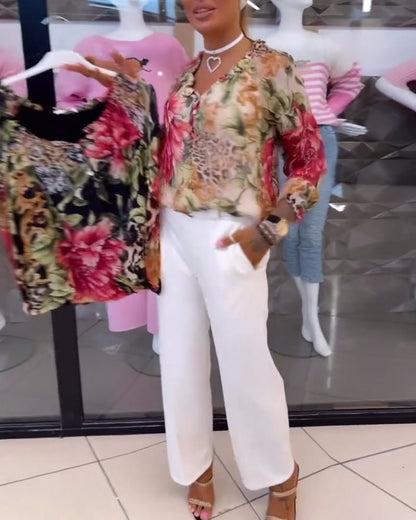 Elsie | Floral Blouse with V-Neck