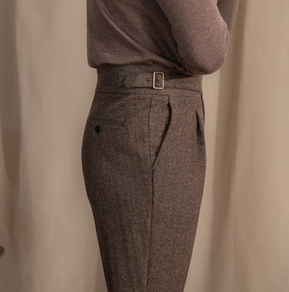 Gurkha Pleated Trousers in Modena Wool Blend