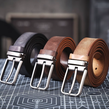 The Full Grain Leather Buckhorn Belt