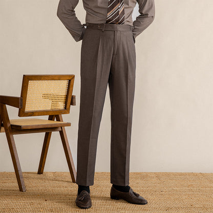 Herringbone Oxford Pleated Trousers