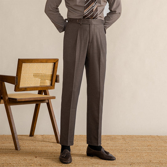 Herringbone Oxford Pleated Trousers