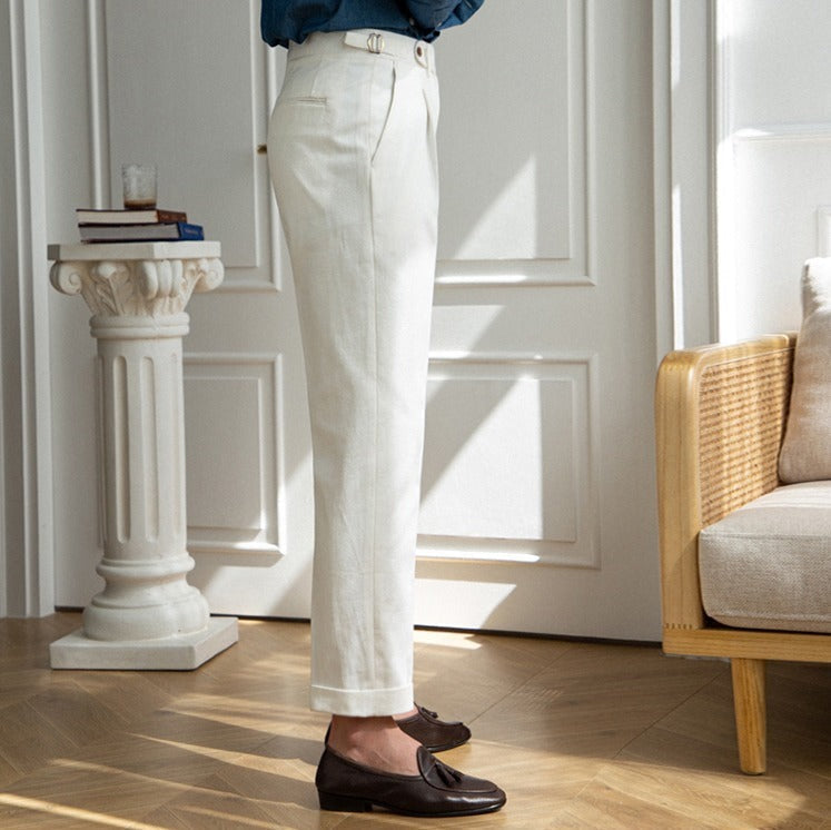 Straight Cotton Canvas Trousers Antibes