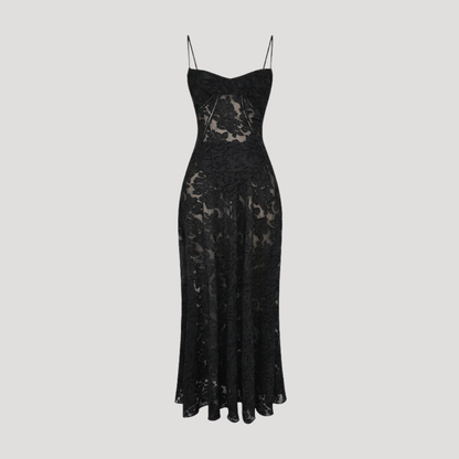 Lace Maxi Dress – Spaghetti Strap Fitted Design – Evening Wear