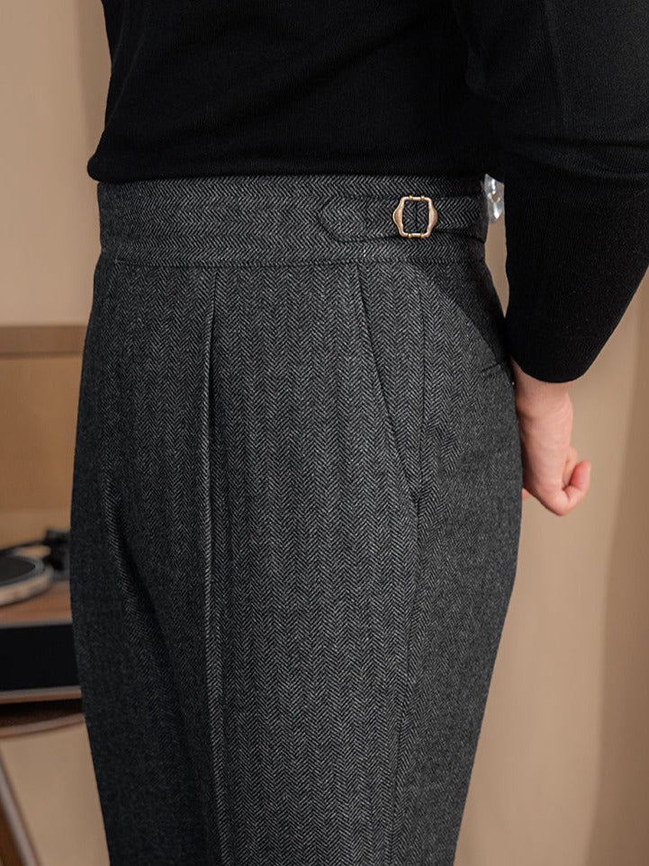Gurkha Pleated Trousers in Modena Wool Blend