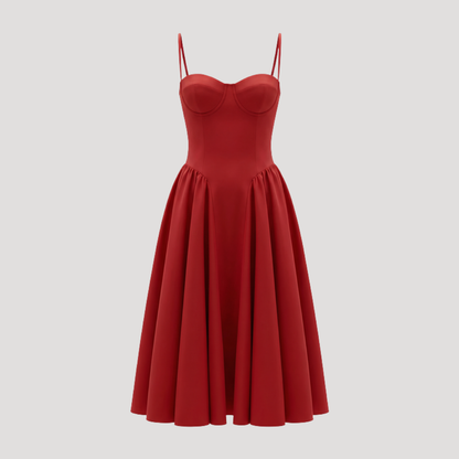 Floral Corset Midi Dress – Fitted Summer Party Dress