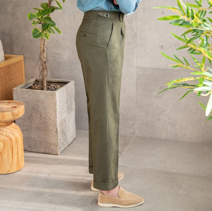 Straight Cotton Canvas Trousers Riviera