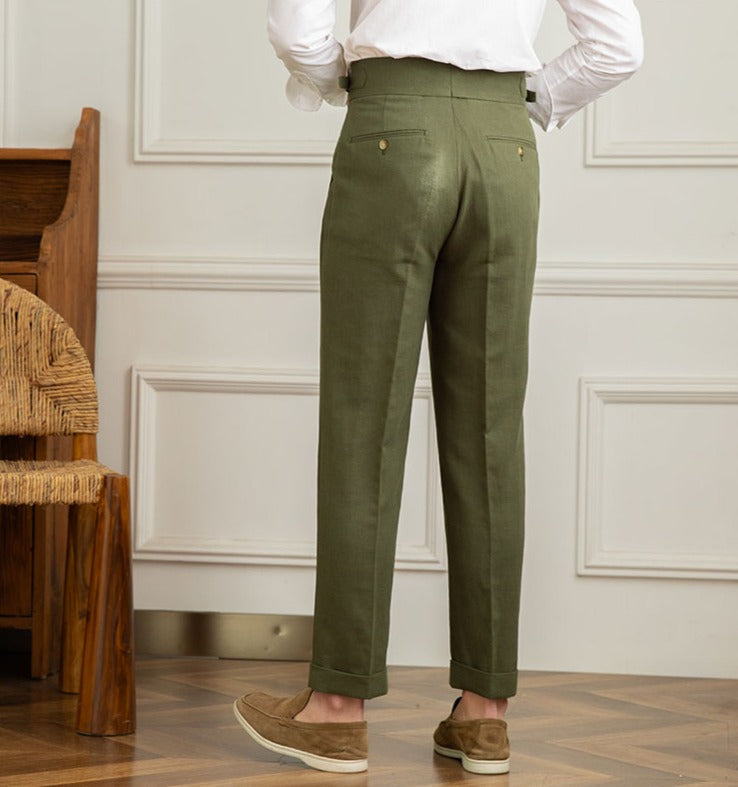 Double pleat trousers in Casino Royale linen blend