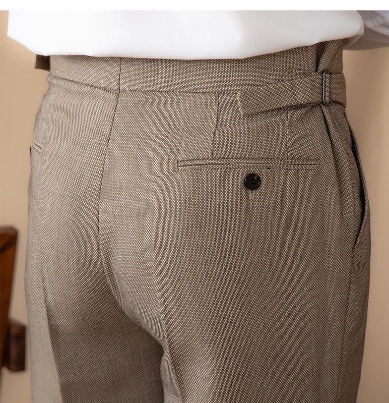 Textured Birdseye Double Pleat Trousers Sorrento