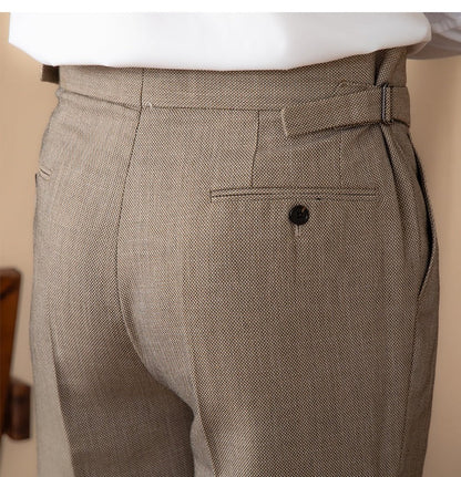 Textured Birdseye Double Pleat Trousers Sorrento